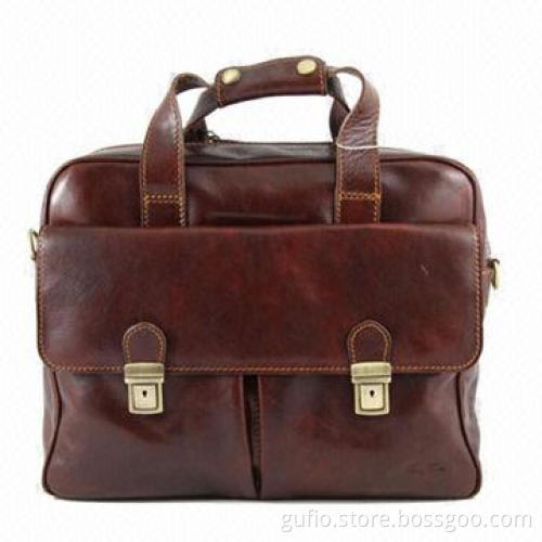 Leather Laptop Case with Adjustable Shoulder Strap and Multi-function Pocket
